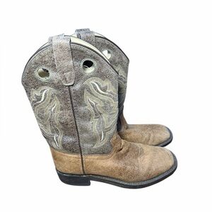 Old West kids' western boots Size 7. distressed tan and brown color